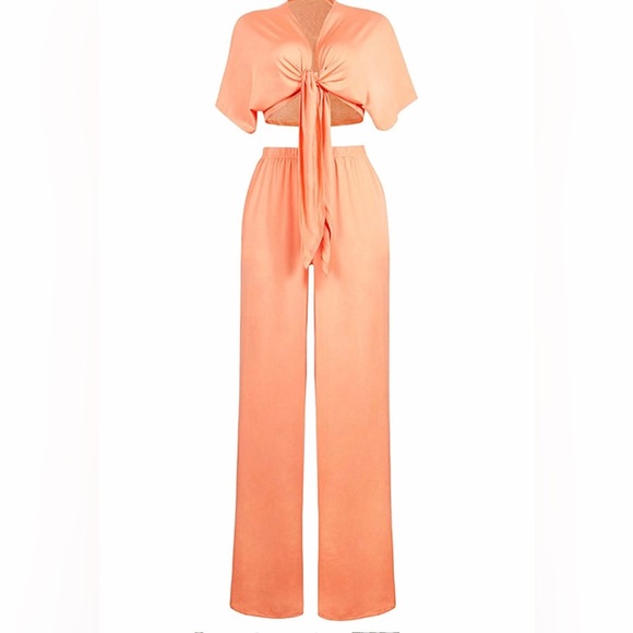 2pc Crop Top and Wide Leg Pants - Picture 2 of 4